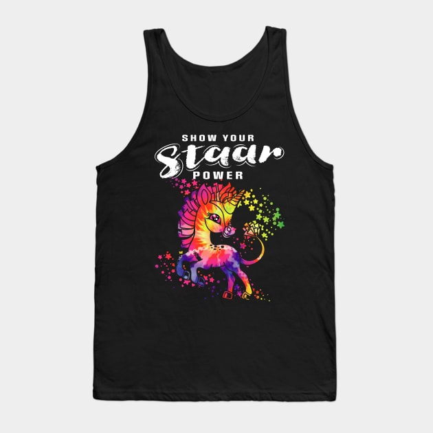 Exam Testing Day Show Your STAAR Power, Tie Dye Teacher Tank Top by PunnyPoyoShop